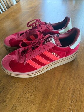 adidas Originals Gazelle Platform Sneakers in Red and Gum